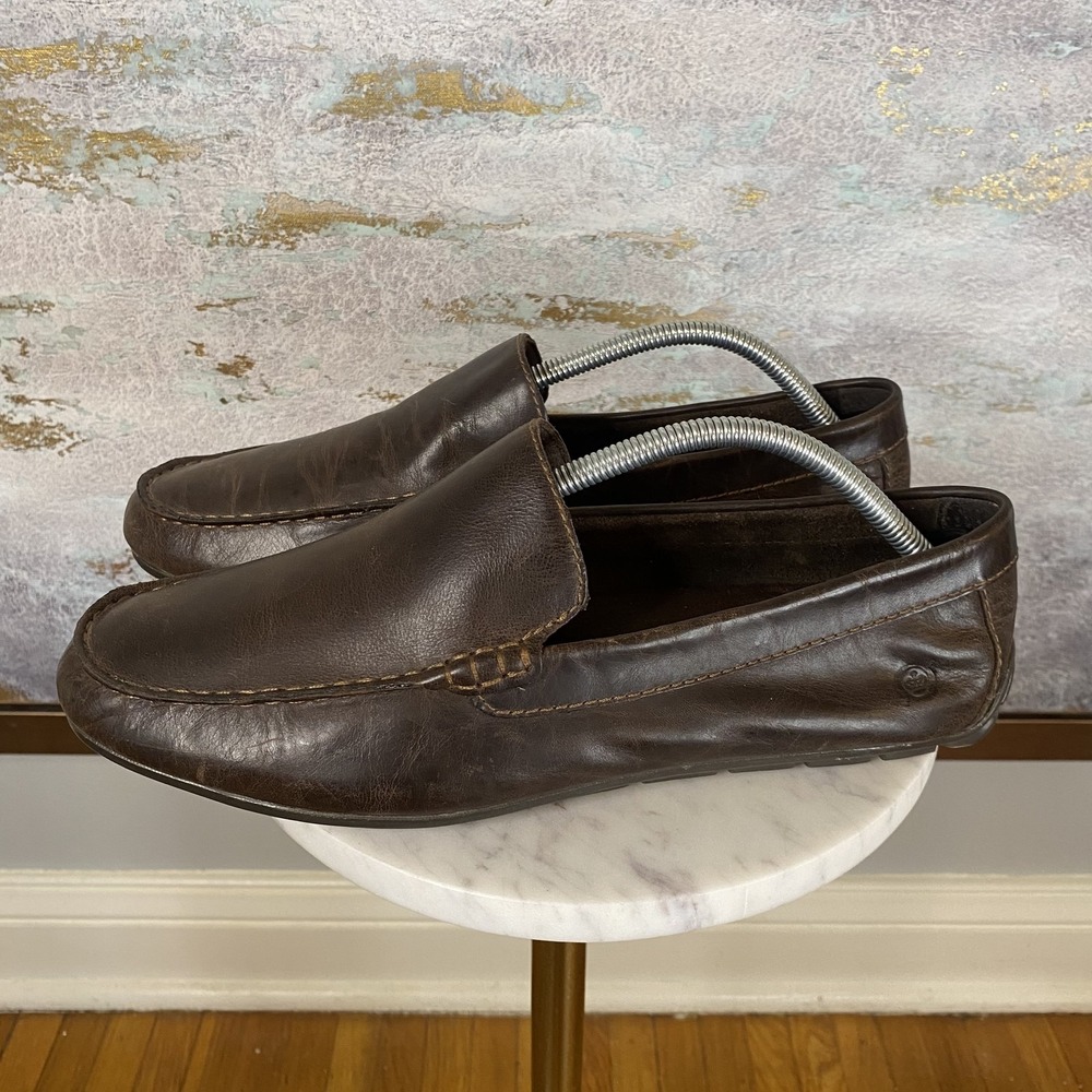 Born Shoes Mens Size 10 Brown Leather Slip On Casual Comfort Loafers H38283